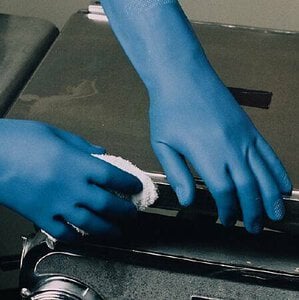 Ansell Utility Gloves, Nitrile/Latex Blend, Blue, Medium, Case of 48 Pairs