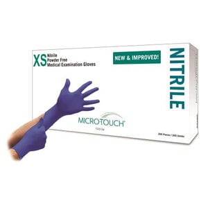 Micro-Touch Nitrile Exam Gloves, Powder Free, Non-Sterile, Extra Small, Blue, 200/Box