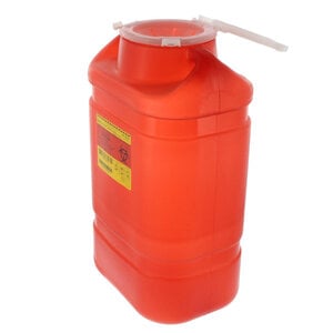 BD Sharps Container, 5-Gallon, Funnel Top, Red, 8/Case