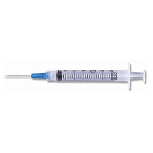 BD Luer-Lok 3 mL Syringe with 23G x 1 in Needle Combo, Box of 100