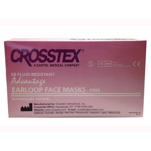 Crosstex Advantage Level 2 Earloop Face Mask, Latex Free, Pink, 50/Box