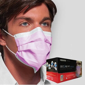 Crosstex SecureFit Isofluid Earloop Face Masks, ASTM Level 1, Pink, 50/Box