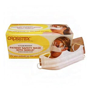 Crosstex Patient Safety Mask with Splash Shield, White, 25/Box