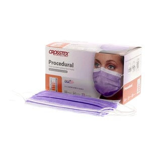 Crosstex Procedural Earloop Face Masks, ASTM Level 2, Lavender, One Size Fits All, 50/Box
