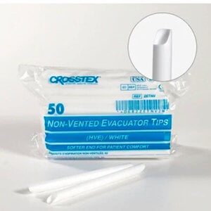 Crosstex Soft End Slotted Evacuator Tips, White, Latex Free, 50/Bag, ZES50
