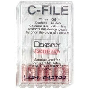 Maillefer C-File, #06, 21 mm, Stainless Steel Hand File, 6/Pk, 670999