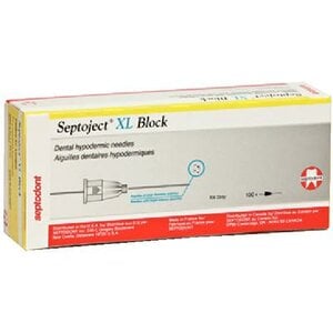 Septoject XL 27Ga Block Needles, Sterile, Disposable, Plastic Hub, 100/Box