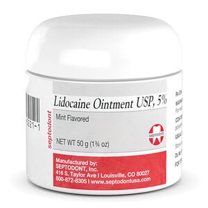 Septodont Lidocaine 5% Topical Ointment, Mint Flavor, 50g Jar