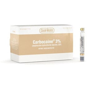 Carbocaine 3% Plain Mepivacaine Hydrochloride Injection, 1.7 mL Cartridges, 50/Bx
