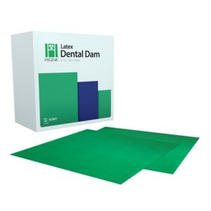 Hygenic Latex Dental Dam, 6" x 6", Green, Medium Gauge, Powder-Free, Low-Protein, Box of 360
