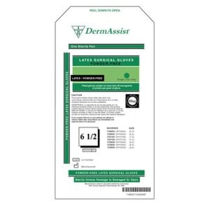 Dermassist Latex Powder-Free Sterile Surgical Gloves, Size 6.5, 50 Pairs/Box