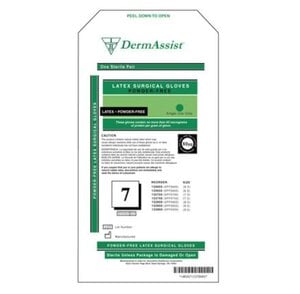 Dermassist Latex Powder-Free Sterile Surgical Gloves, Size 7, 50 Pairs/Box