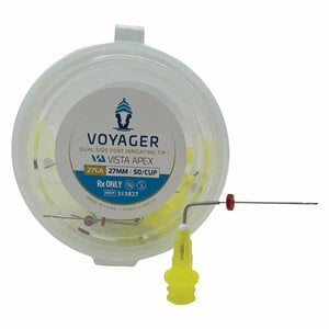 Vista Apex Voyager Irrigation Tips, Yellow, Dual Side Port, 27 Gauge, 27mm, Package of 50