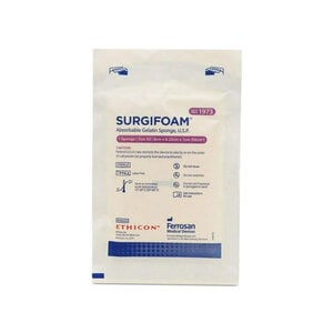 Ethicon Surgifoam® Absorbable Gelatin Sponges Size 50 (8cm x 6.25cm x 10mm), 4/Box, 1973