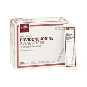 Medline Povidone Iodine Swab Stick Singles, 50 per Pack