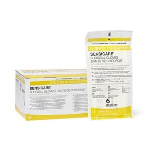 SensiCare Polyisoprene Aloe Surgical Gloves, Size 6, Sterile, Powder-Free, Latex-Free, White, 25 Pairs/Box