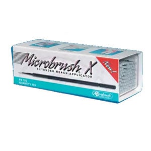 Microbrush X Extended Reach Applicator Refill, Black, Thin Tip, 100/Pk