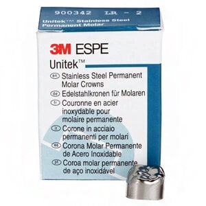 3M Unitek Permanent Stainless Steel Crown, Molar, Size LR2, Refill Pack of 5