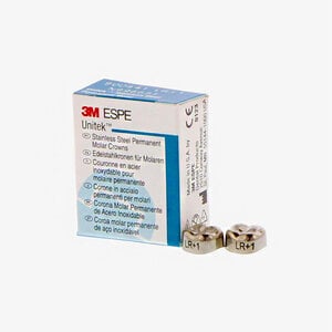 3M Unitek Permanent Stainless Steel Crown, Molar, Size LR1, Refill Pack of 5