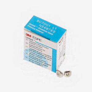 3M Unitek Stainless Steel Primary Anterior Crown, Size UL1 (Upper Left Central), Pack of 5