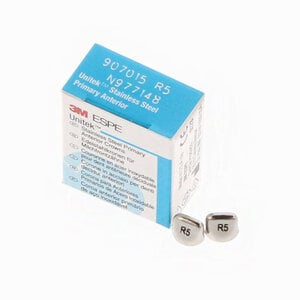 3M Unitek Stainless Steel Crown, Primary Anterior, Size 5UL, Upper Right Central, Pack of 5