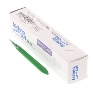 TECNOCUT Disposable Conventional Scalpels, Stainless Steel Blade #15, Non-Slip Handle with Clear Shield, 10/Box