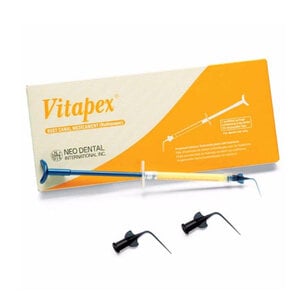 Vitapex Calcium Hydroxide Paste with Iodoform Root Canal Sealer Syringe, 2g, Regular, with 20 Tips