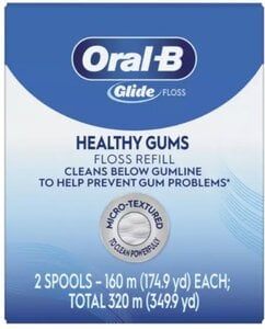 Oral-B Glide Healthy Gums Floss Refills, Unflavored, 160m Spool, 2/Box