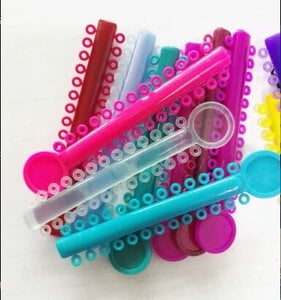 Ease-O-Ties Mini Fuchsia Orthodontic Ligature Ties, 100 Sticks/Bag, 10 Modules per Stick, OTE-LIGS-122S
