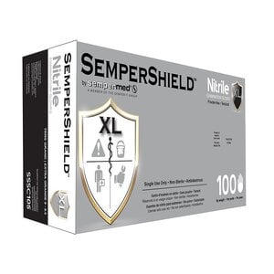 SemperShield Nitrile Exam Gloves, Powder Free, Textured, Extra Large, Blue, 100/Box
