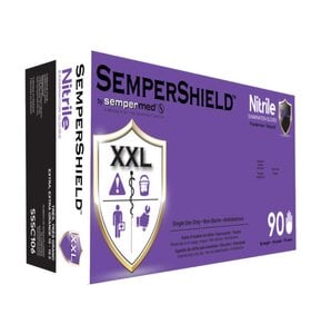 SemperShield Nitrile Exam Gloves, Powder Free, Textured, XX-Large, Blue, 90/Box