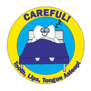 Sherman Specialty Careful Stickers, 2", Tooth in Bed Design, 100/Roll, PS120