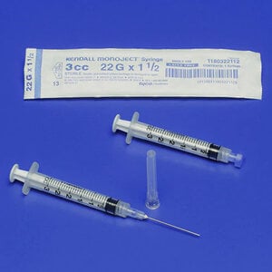 Monoject SoftPack 3 mL Syringe with 22G x 1" Needle, Box of 100