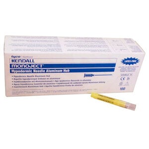 Monoject 401 Metal Hub Dental Needles, 27 Gauge, Short, 100/Box