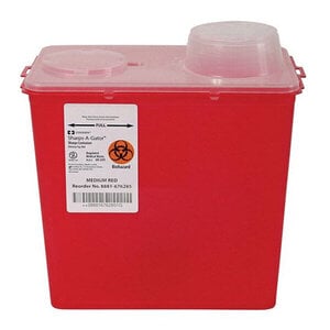 Sharps-A-Gator Monoject 8qt Chimney-Top Medium Sharps Container (4 Bases & 4 Lids)