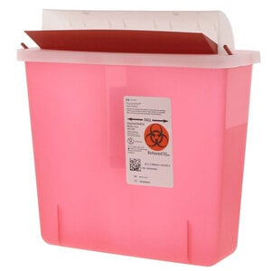 Cardinal Health In-Room Sharps Container, 5 Quart, Red, Always-Open Lid, 20/Case