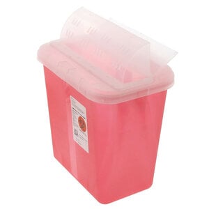Cardinal Health Sharps Container, 2 Gallon, Red with Clear Lid, 20/Case
