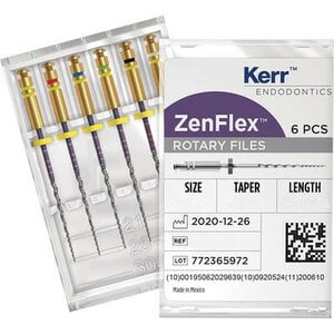 ZenFlex™ NiTi Rotary Shaping Files, Size #25, 0.04 Taper, 25mm Length, 6/Box, 818-1252