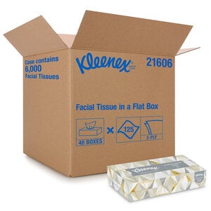 Kimberly-Clark Kleenex Facial Tissue, White, 2-Ply, Flat Box, 48/Case
