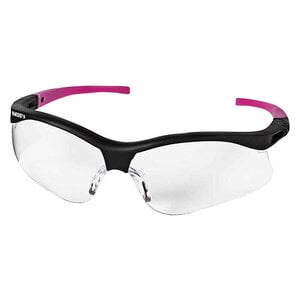 KC Nemesis Safety Eyewear, Clear Anti-Fog Lens, Black Frame with Pink Tips, 12/Box