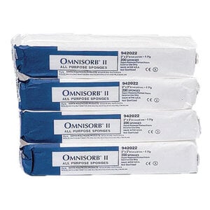 Omnisorb II Non-Woven Sponges, 2" x 2", 4-Ply, Closed Weave, Non-Sterile, Pack of 5000