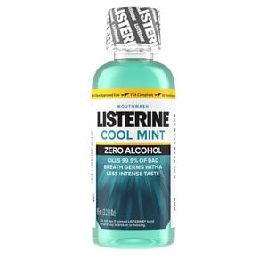 Listerine Zero Clean Mint Alcohol-Free Mouthwash, 3.2 oz (95 ml) Patient Bottles, 24/Case