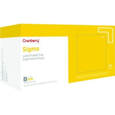 Cranberry® SIGMA Powder Free Latex Exam Gloves, Small, Natural, 100/Box, CR5816