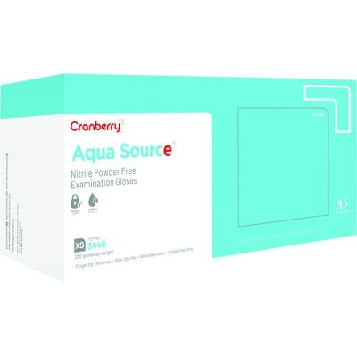 Cranberry Aqua Source® Nitrile Exam Gloves, Powder Free, Non-Sterile, Extra Small, Aqua, 200/Box, CR3445