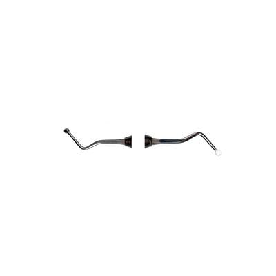 Nordent #14 Double-Ended Long Shank Spoon Excavator, 2.4 mm Tip, 10 mm Shank, 53° Angle, Standard Handle, Stainless Steel, REC14