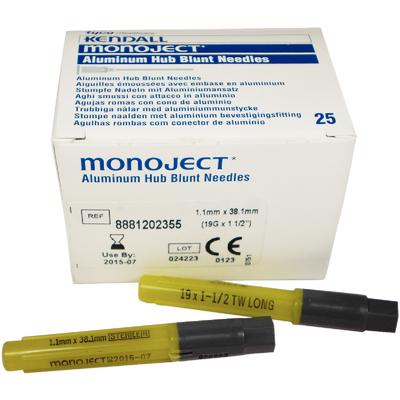 Monoject® Endodontic Blunt Cannulas, 19 Gauge, 1-1/2" Length, 25/Box, 8881202355