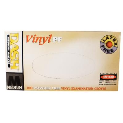 Dash Medical Vinyl PF Exam Gloves, Powder Free, Non-Sterile, Medium, Clear, 100/Box, SPF100M