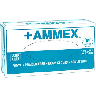 Ammex Vinyl Exam Gloves, Powder Free, Non-Sterile, Medium, Clear, 100/Box - 01KEZKNN6GSNHJ9TACCWR9DNZ7