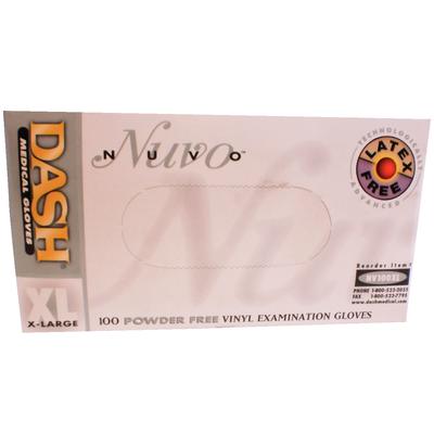 Dash Nuvo Powder Free Vinyl Exam Gloves, Extra Large, White, 100/Box, Non-Sterile, NV100XL