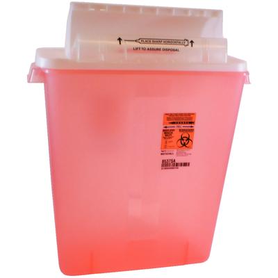 Cardinal SharpStar Safety In-Room Sharps Container with Counterbalanced Lid, Transparent Red, 3 Gallon, 8537SA